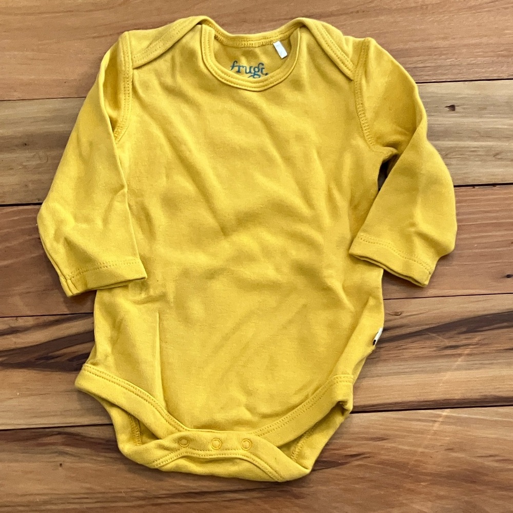 Frugi deep gold 0-3mos long sleeve bodysuit / onesie organic cotton